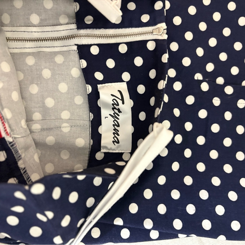 Tatyana Navigator Pin Up Blue Polkadot Wiggle Dress Size Large - Picture 6 of 6